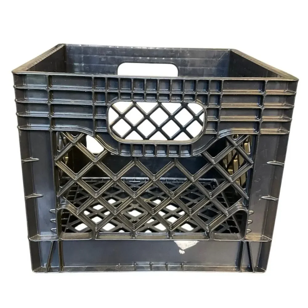 Vintage Borden Milk Crate Black Plastic Dairy Advertising Made USA 13x13